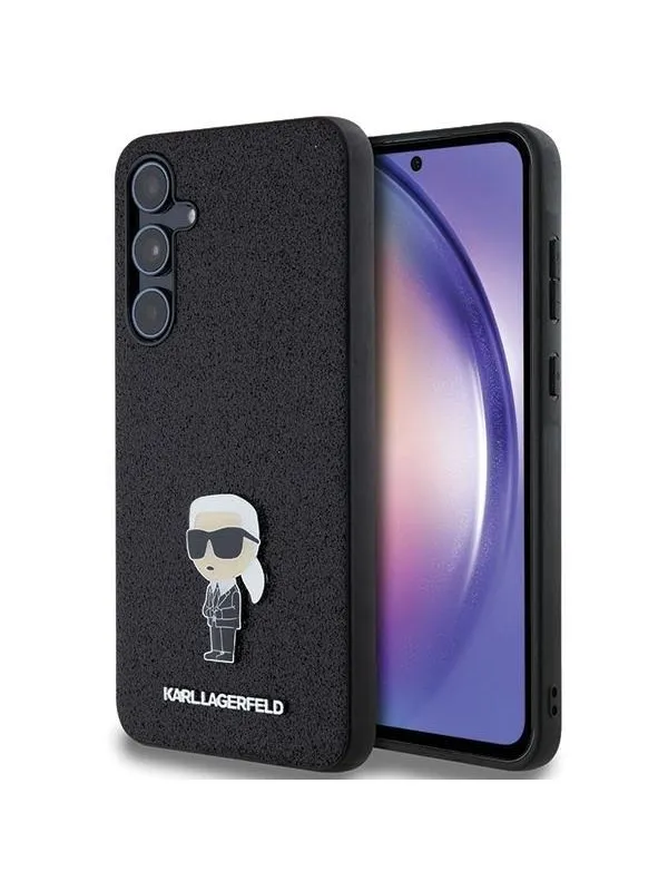 Karl Lagerfeld Fixed Glitter Ikonik Logo Metal Pin case for Samsung Galaxy A55 - black