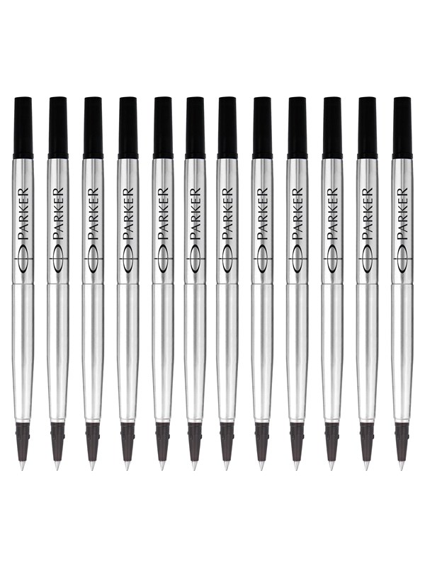 Parker Rollerball Pen Ink Refills | Fine | Black QUINK Ink | 12 Count