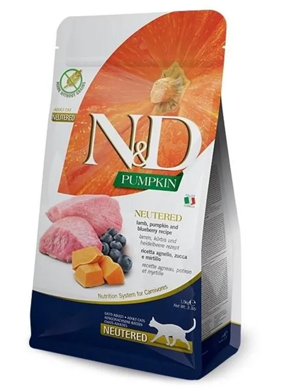 Farmina N&D Pumpkin Cat Lamb and Blueberry Neutered Adult - dry cat food - 1.5 kg