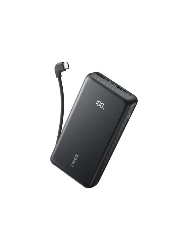 Anker Zolo Power Bank (20000 mAh - 22.5W Built-In USB-C Cable) - Black Nødlader - Svart - 20000 mAh