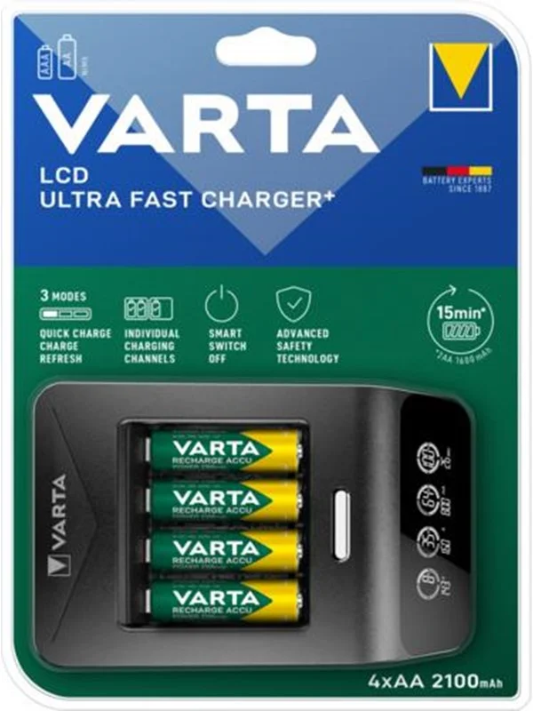 VARTA LCD Ultra Fast Charger+ incl. 4 Batt. 2100 m