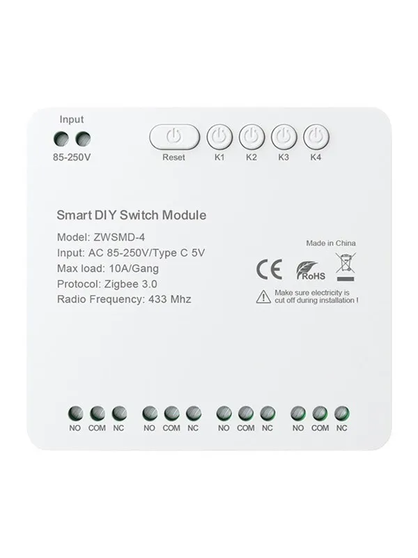 Avatto ZWSMMDâ4â250V ZigBee 4âChannel Switch Module - DC 32V