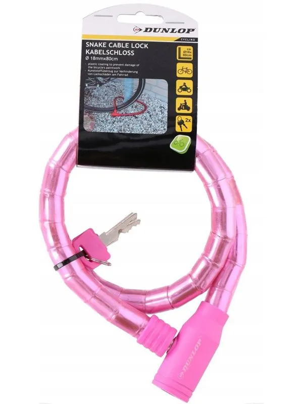 Dunlop anti-theft bicycle key lock - pink