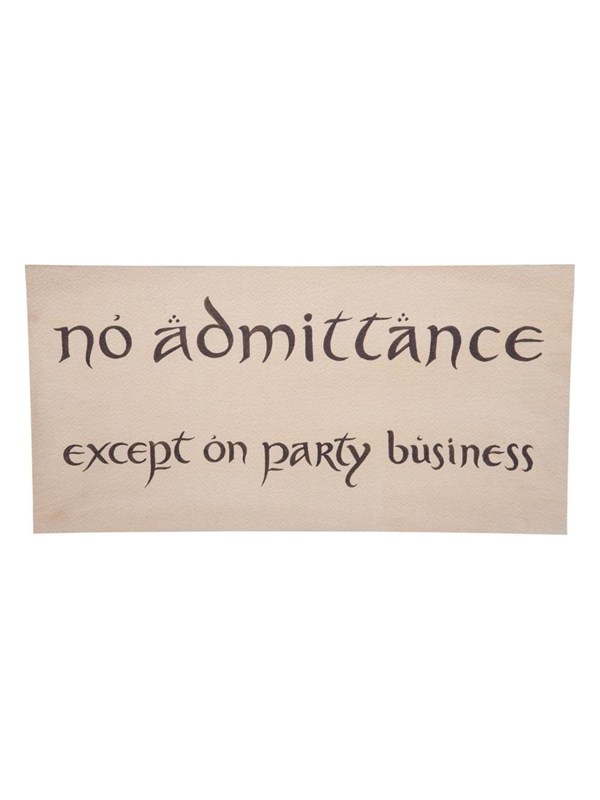 Weta Workshop - The Hobbit - No Admittance Sign - Plakat