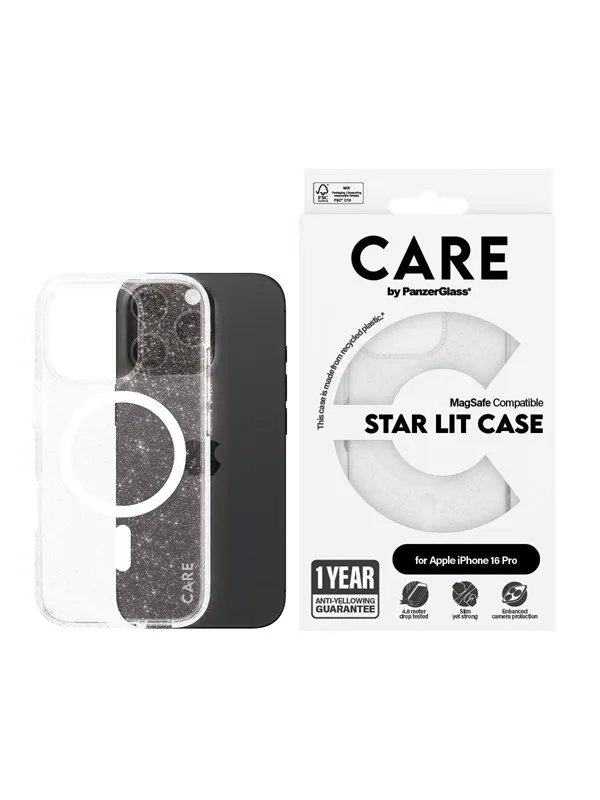 CARE by PanzerGlass Case Flagship Star Lit with White MagSafe iPhone 16 Pro