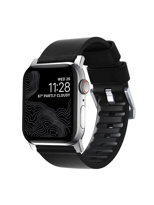 Nomad - Active Band Pro - 44mm/42mm Silver Hardware Black Active Leather FKM