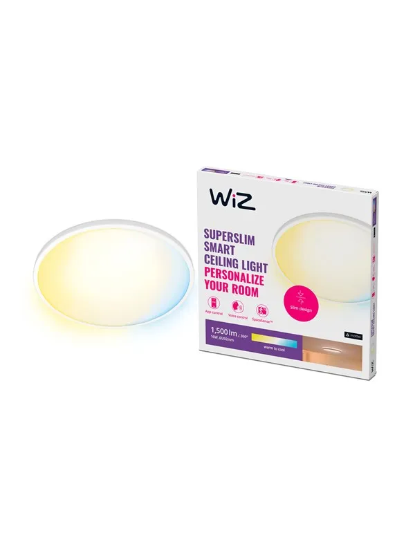 WiZ SuperSlim Smart Taklampe Hvit, 16W, Justerbar Hvit og Dimbar