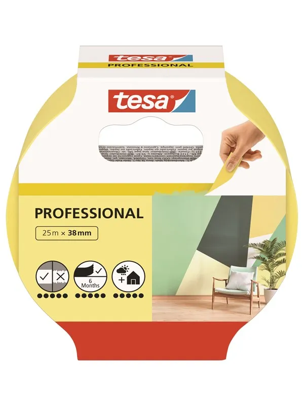tesa Masking Tape Professional 25m x 38mm Yellow