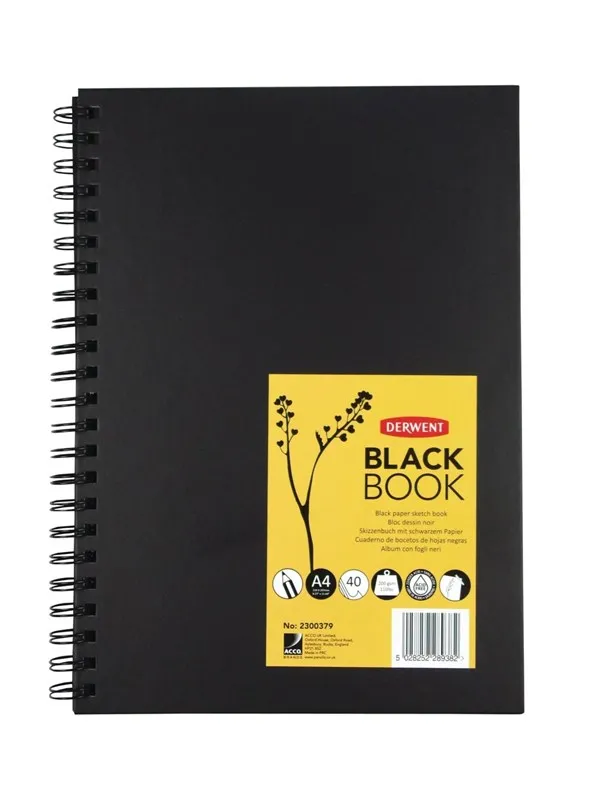 Derwent A4 Black Book Wire Bound Portrait