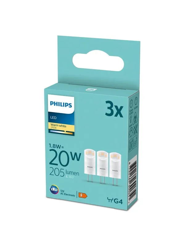 Philips LED-lyspære Spot 1.8W/827 (20W) 3-pack G4