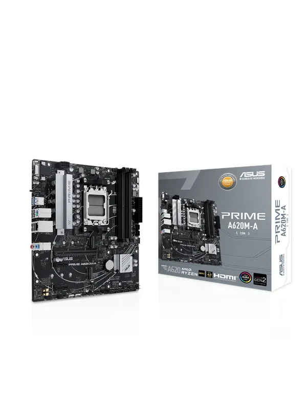 ASUS PRIME A620M-A-CSM Hovedkort - AMD A620 - AMD AM5 socket - DDR5 RAM - Micro-ATX