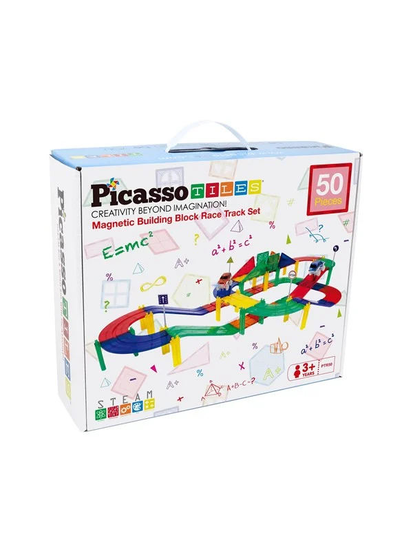PicassoTiles 50-delt Magnetisk Racerbane Byggeklosser
