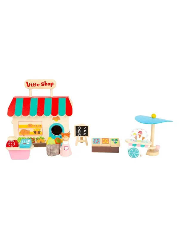 Small Foot - Wooden Take-along Play Shop Poppenhuis 15dlg.
