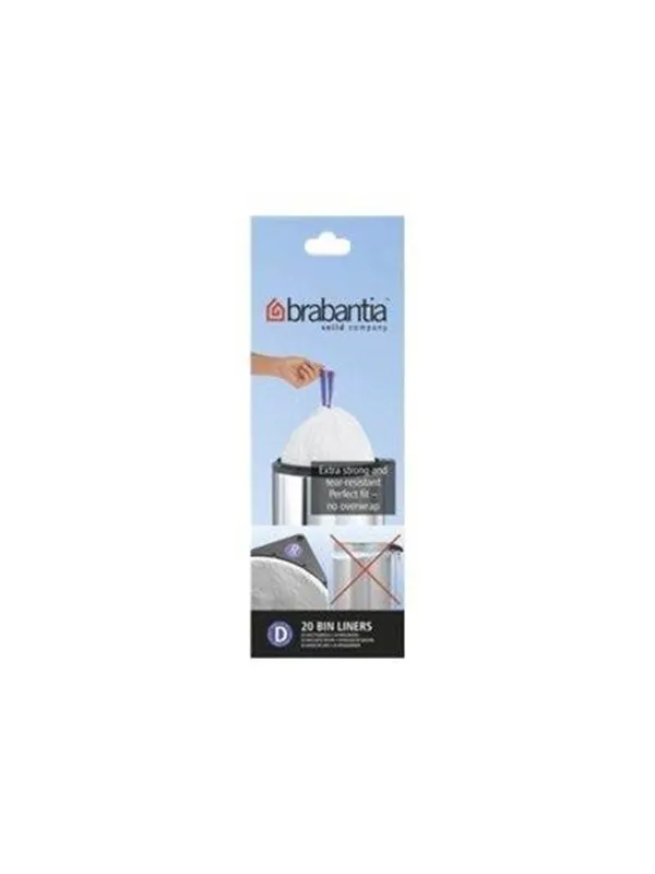 brabantia Size D - trash can liner - high-density polyethylene (HDPE) - white - pack of 20