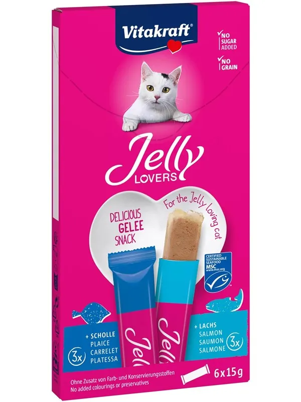 Vitakraft Jelly Lovers med Rødspette & Laks (6-Pack x 15g)