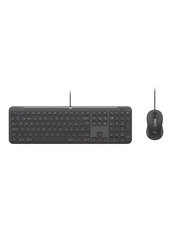 Logitech Signature Slim Wired Combo MK620 for Business - Tastatur & Mussett - Sveitsisk - Grå