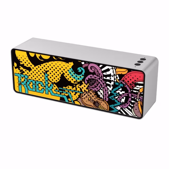 Bluetooth-høyttaler, sølv med graffiti