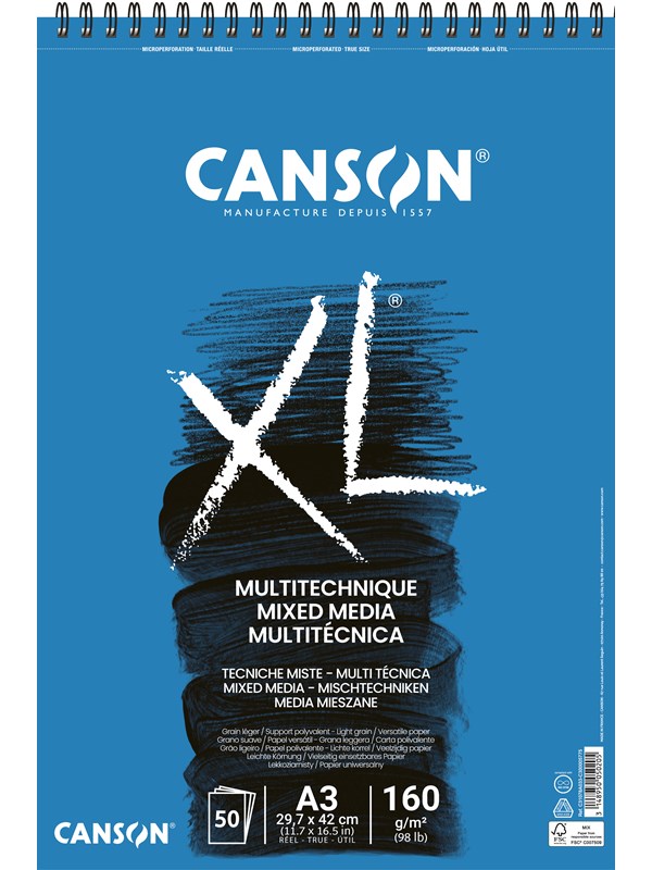 Canson XL Mixed Media Spiral A3 160G 50 SH