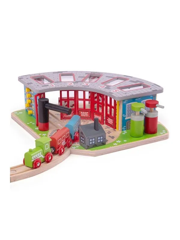 Bigjigs Wooden Rails - Luxury Depot for 5 Trains