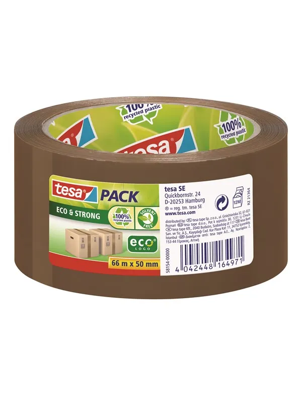 tesa pack eco & Strong Packaging Tape ecoLogo 66m x 50mm Brown
