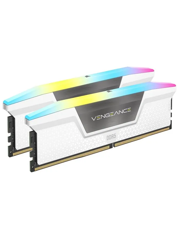 Corsair Vengeance RGB DDR5-6000 - 64GB - CL30 - Dual Channel (2 pcs) - AMD EXPO & Intel XMP - Hvit med RGB