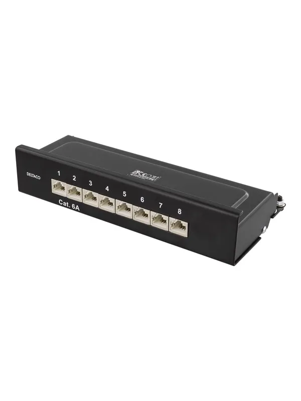 Deltaco PAN-211 Patch Panel 8xRJ45 Cat6a wall-mountable metal black