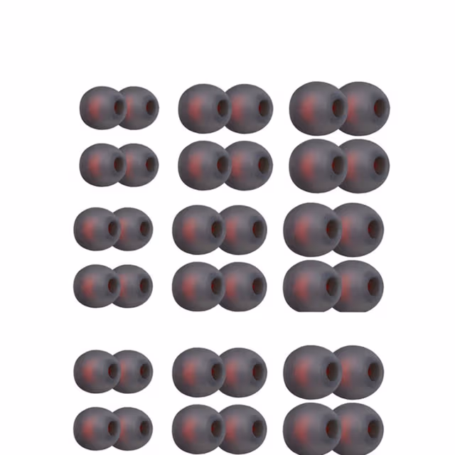 Silikon-hetter for 4,5-6 mm øreplugger, 18 par i 3 størrelser Grå