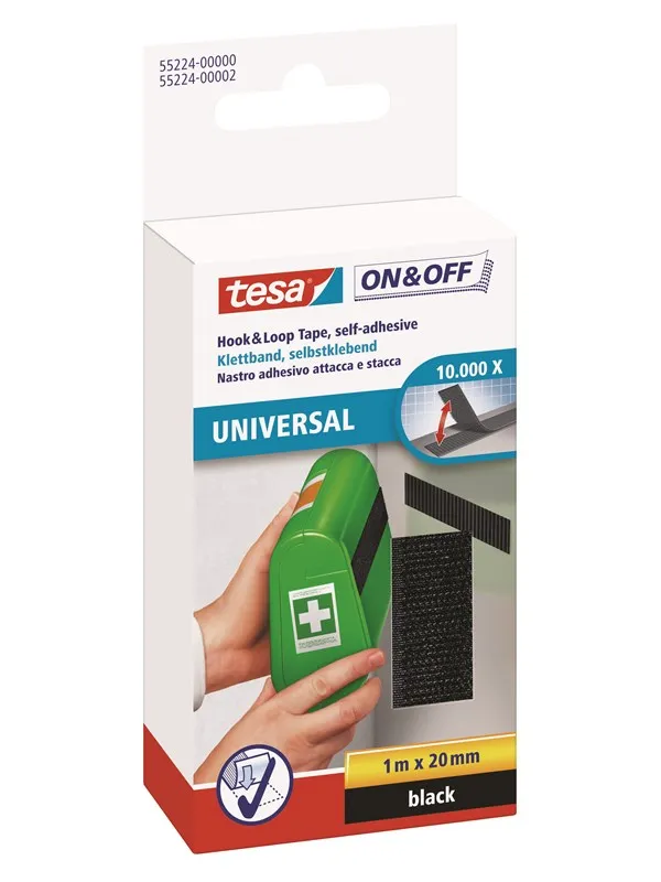 tesa On & Off Universal 20mm x 100cm Black