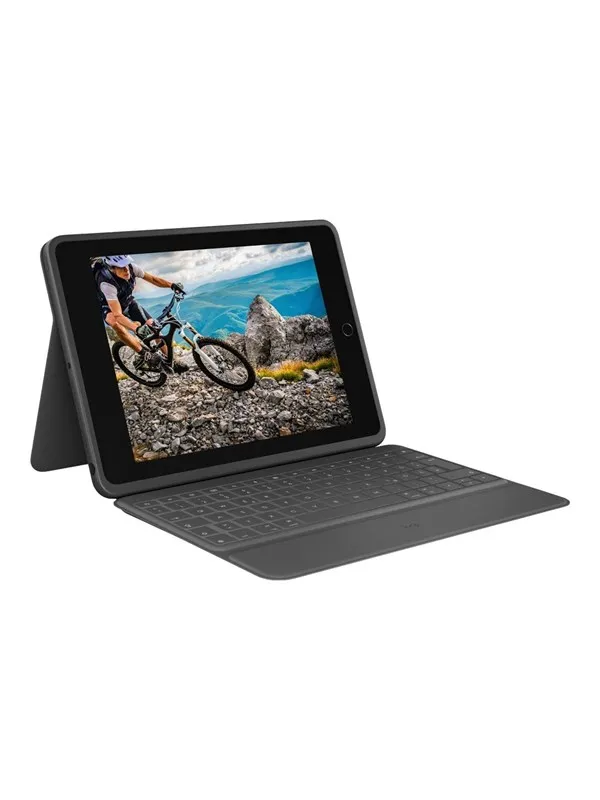 Logitech Rugged Folio - keyboard and folio case - QWERTY - UK - graphite - Tastatur & Foliosett - Engelsk (Storbritannia) - Grå