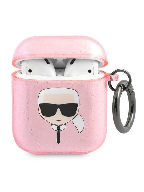 Karl Lagerfeld Glitter Karl's Head case for AirPods 1/2 - pink