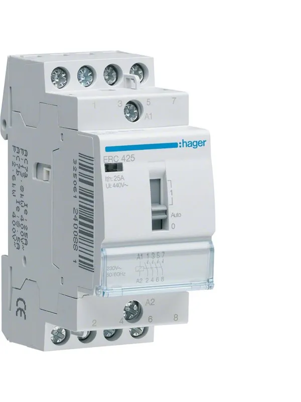Hager Relay 25a 4no 24vac 2m
