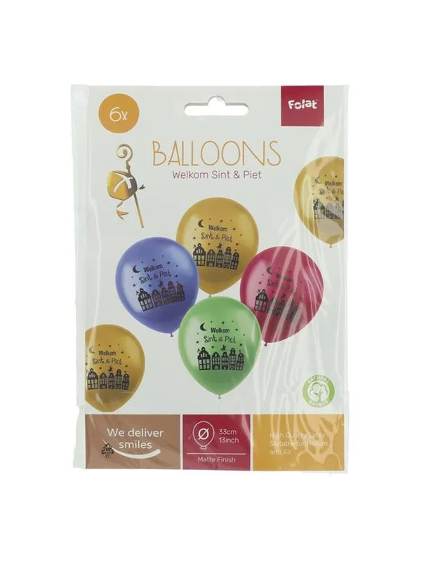 Folat BV - Balloons Welcome Santa & Black Pete 6 pcs.