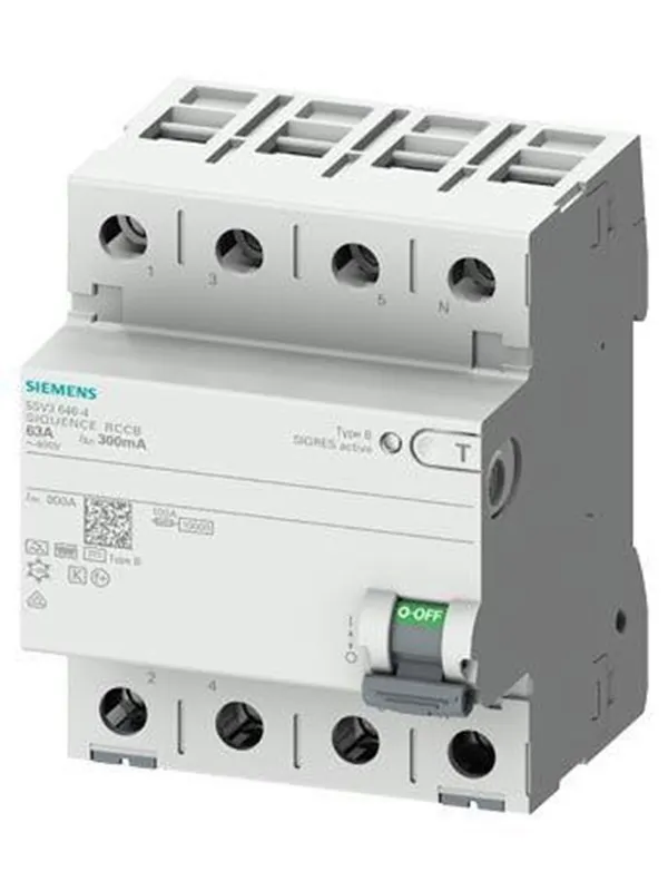 Siemens Rccb 4-polet type b 40a 30 ma 400vac korttidsforsinke