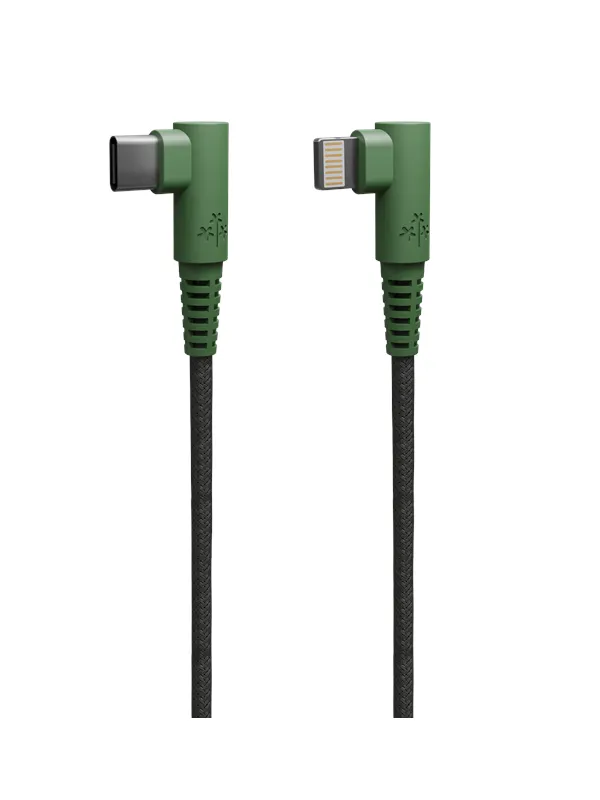 Hune Hiedra Braided 90° USB Cable Type C to Lightning 1.2m - Forest Green