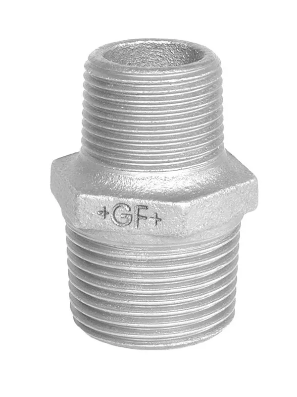 Georg-Fischer Hexagon nipple galvanized reducing 1/4 x 1/8