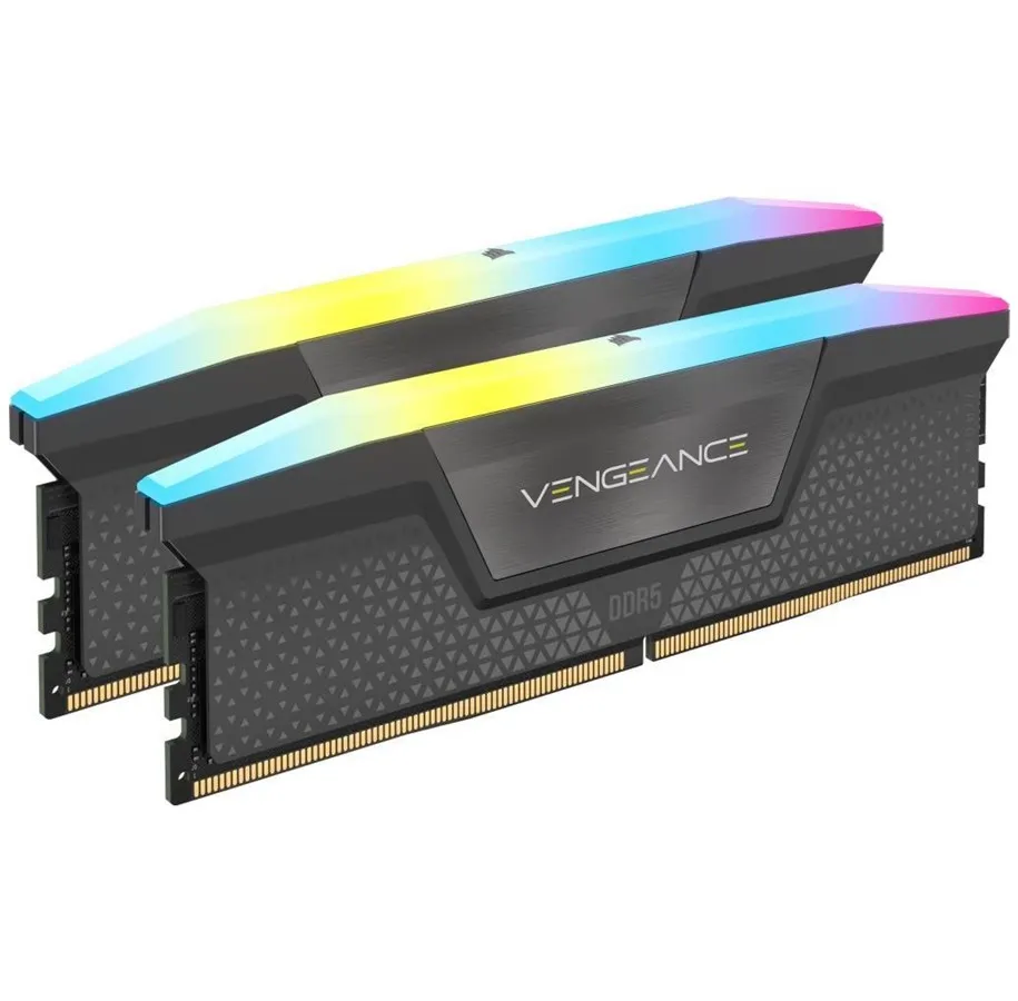 Corsair Vengeance RGB DDR5-6000 - 64GB - CL28 - Dual Channel (2 pcs) - AMD EXPO & Intel XMP - Grå med RGB