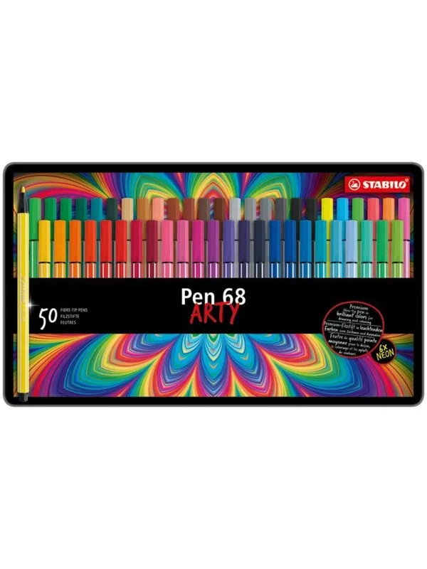 STABILO  Pen 68 Arty metal tin of 50 colors