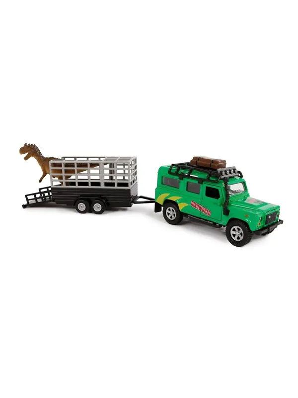 Kids Globe Die-cast Land Rover with Dino trailer 29cm