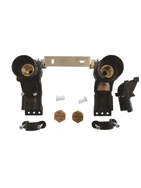 Unite double 15 mm x 1/2" wall connection push black