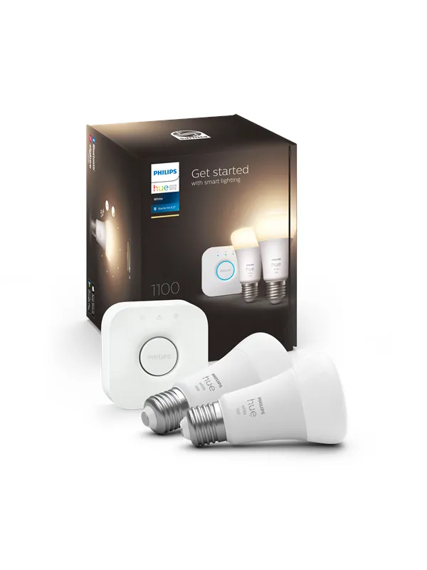 Philips Hue White A60 E27 1100 Lumen - Startsett med 2 pærer