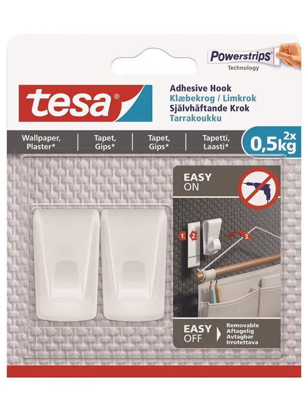 tesa Adhesive deco hook 0.5kg Wallpaper