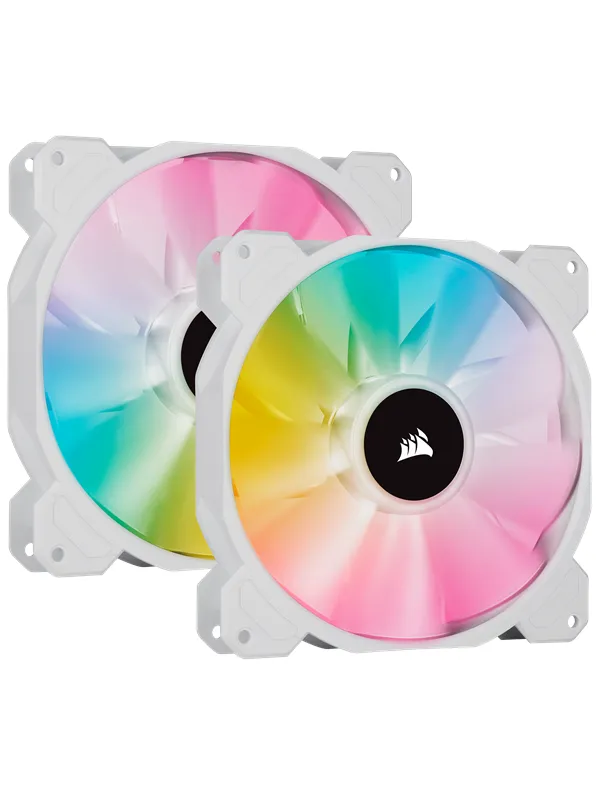 Corsair iCUE SP140 RGB Elite Performance White - Kit with iCUE Lighting Node CORE - Kabinettvifte - 140mm - Hvit med RGB-lys - 27 dBA