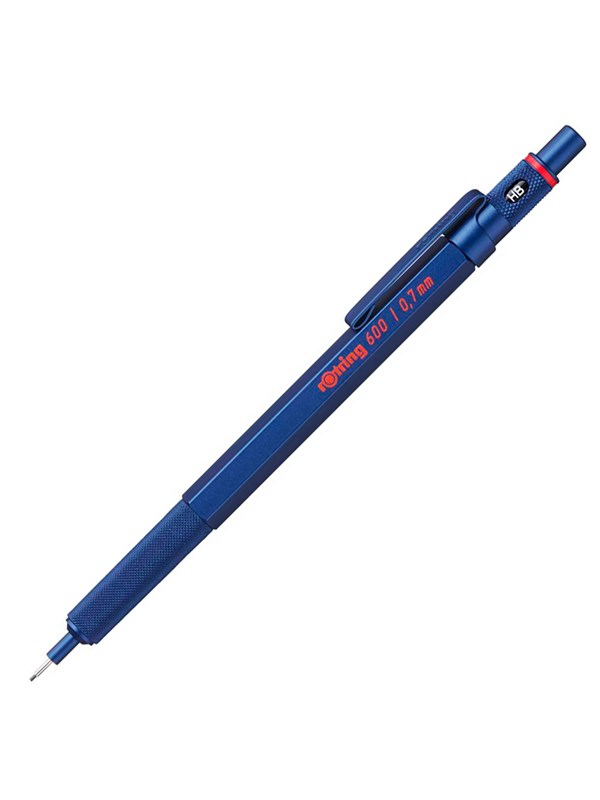 Rotring 600 Mechanical Pencil | 0.7 mm | Blue All-Metal Body Propelling Pencil | Non-Slip Knurled Grip & Hexagonal Barrel