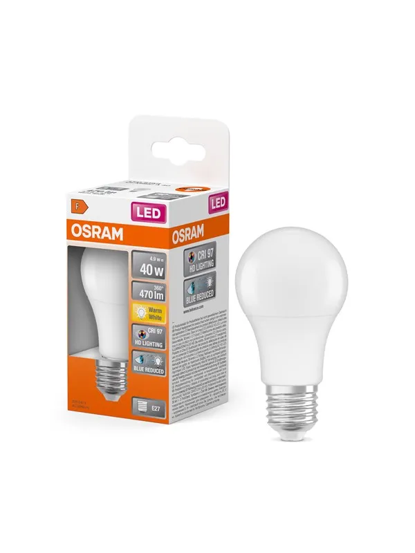 Osram LED-lyspære LED Comfort standard frosted 470lm 4.9W/927 (40W) E27