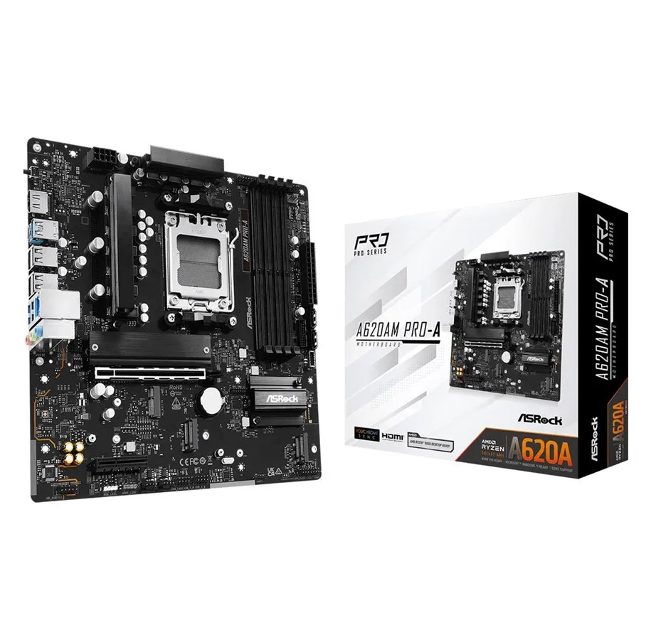 ASRock A620AM PRO-A Hovedkort - AMD A620A - AMD AM5 socket - DDR5 RAM - Micro-ATX