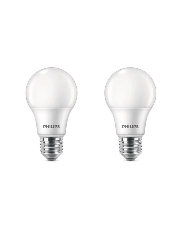Philips LED-lyspære Standard 8W/827 (60W) Frosted 2-pack E27