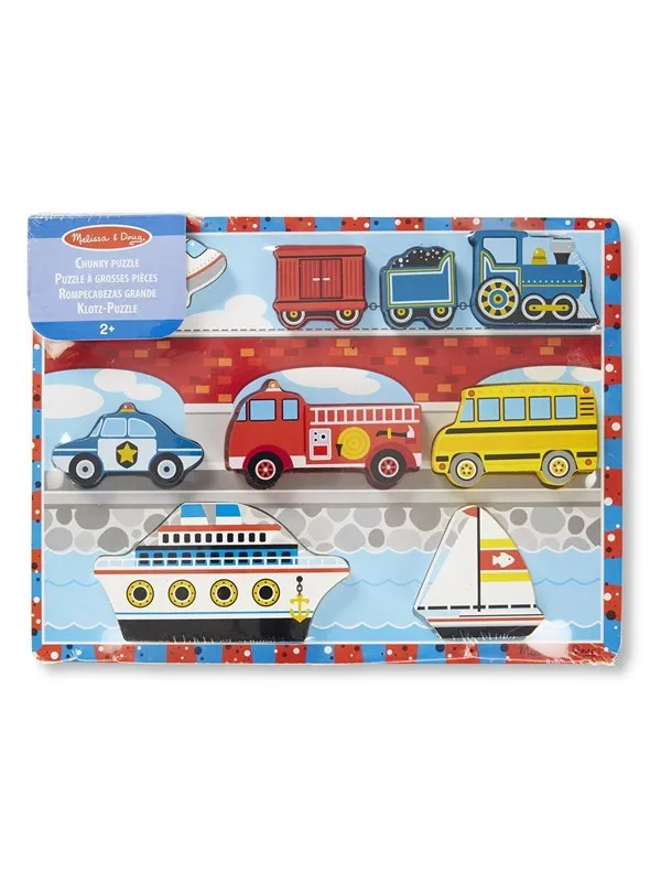 Melissa & Doug Wooden Chunky Puzzle Vehicles Tre