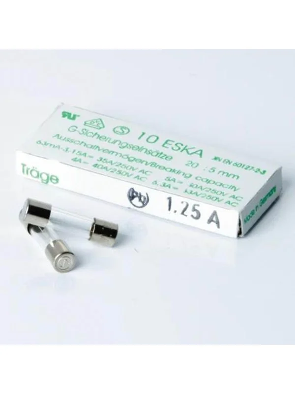 Nordic Quality Glass Fuse Slow 1.25A - 10 Pack