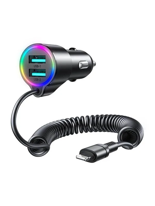 Joyroom Car charger JR-CL25 2x USB + Lightning cable (black)