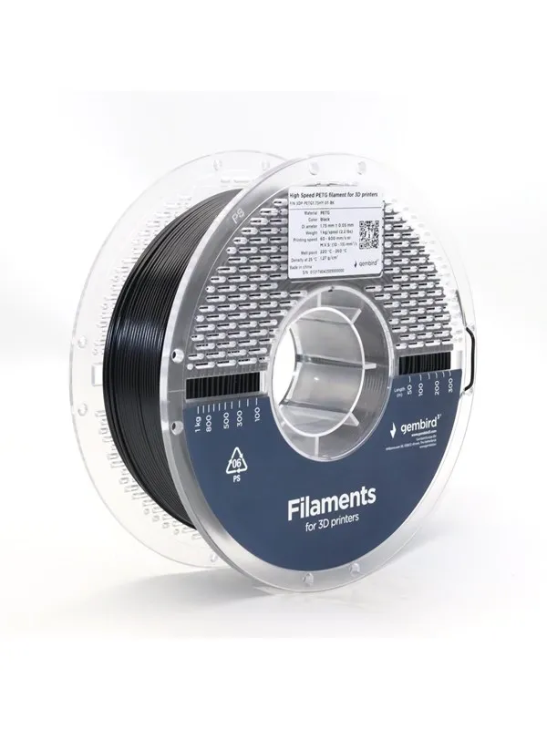 Gembird High Speed PETG (PET, PETT) - Svart - 1.75mm ø - 1 kg